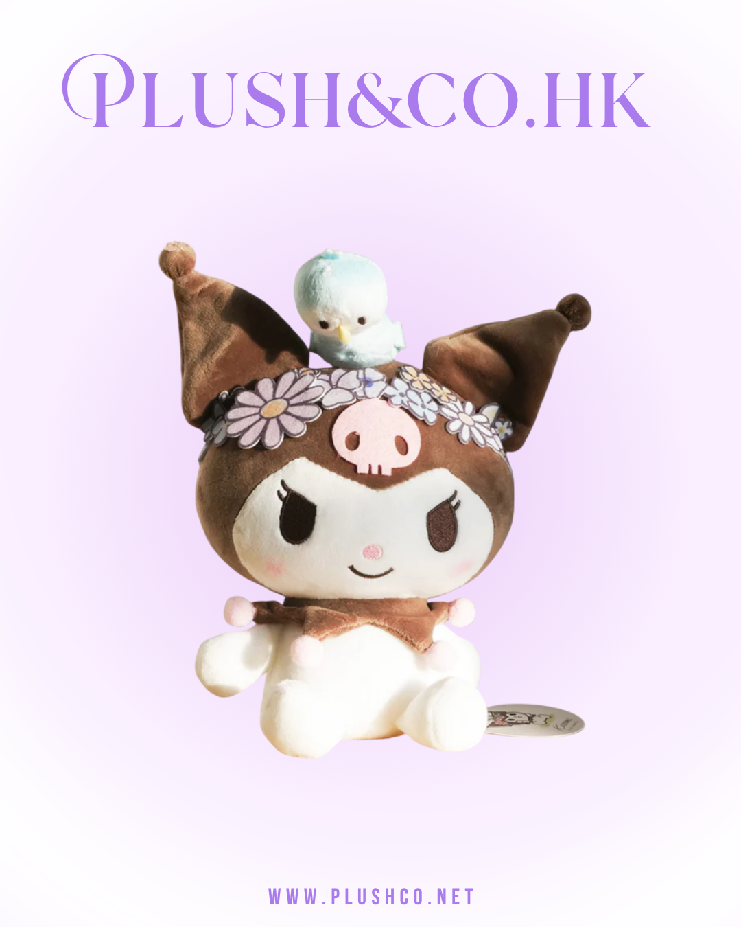 Kuromi 花環小鳥毛公仔